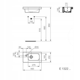 Ideal Standard Connect Space 45x25 cm Mała Umywalka