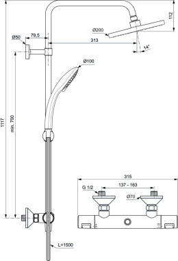 Ideal Standard Zestaw prysznicowy Natynkowy