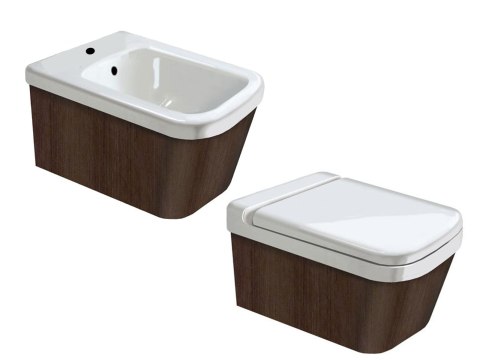 ZESTAW Duravit Esplanade Miska + deska + bidet DĄB